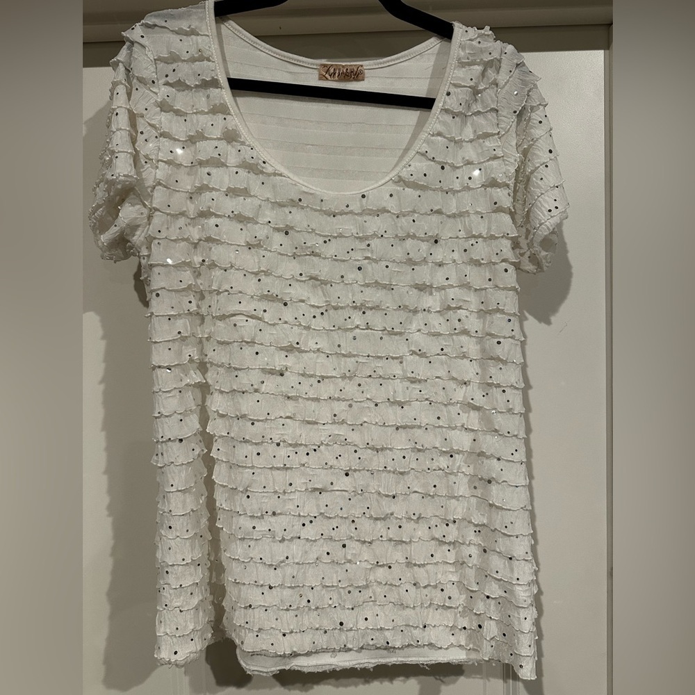 Lavish White Sequin Top​